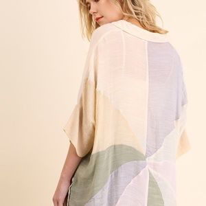 Umgee Washed Color Block Button Up